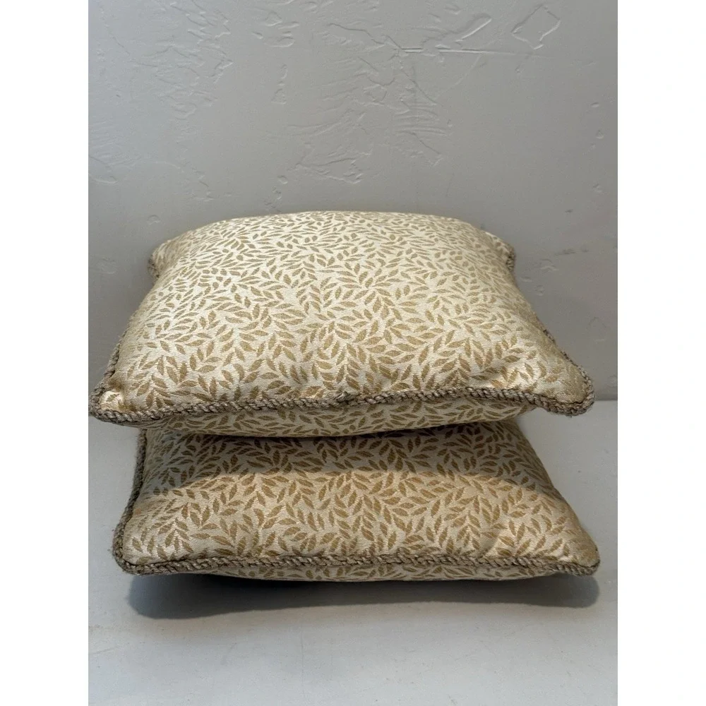 Vintage Pair Of NATURE-PRINT COTTON CUSHION Throw Pillows 11